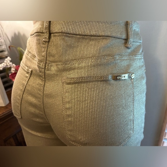 Chico’s sz 2-4 So Slimming Girlfriend Ankle gold coated jeans size 0R Chico’s sz - Picture 3 of 14